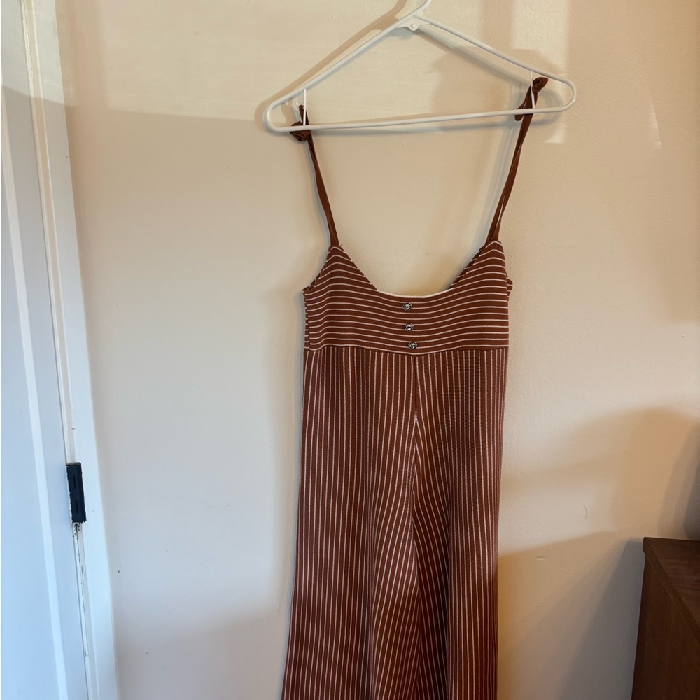 Burnt Orange Striped Cropped Jumpsuit/Romper